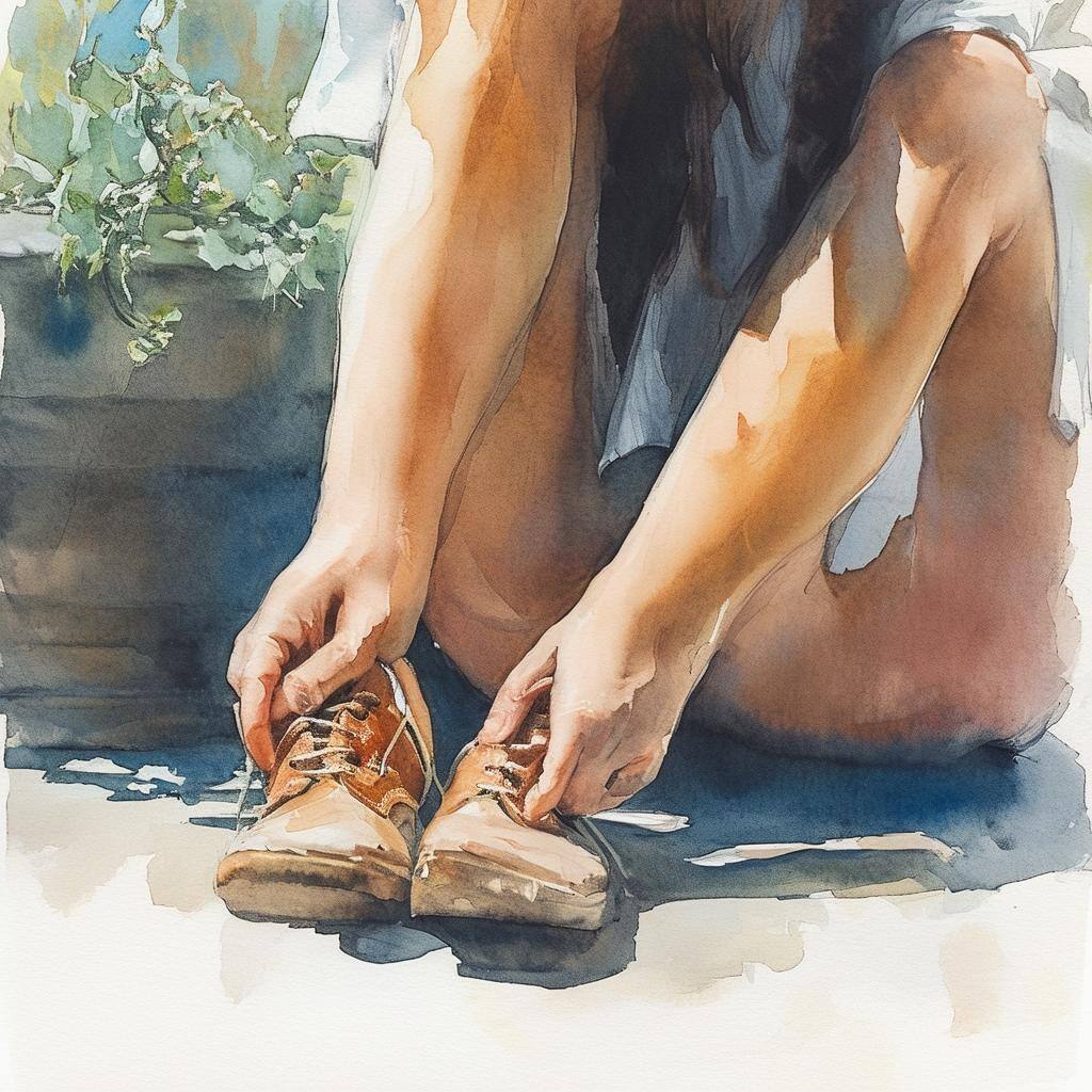 After she sat down, she removed her shoes